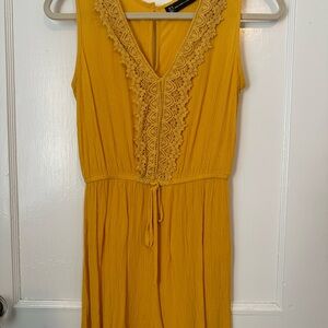 New York & Company Yellow V-Neck Sundress